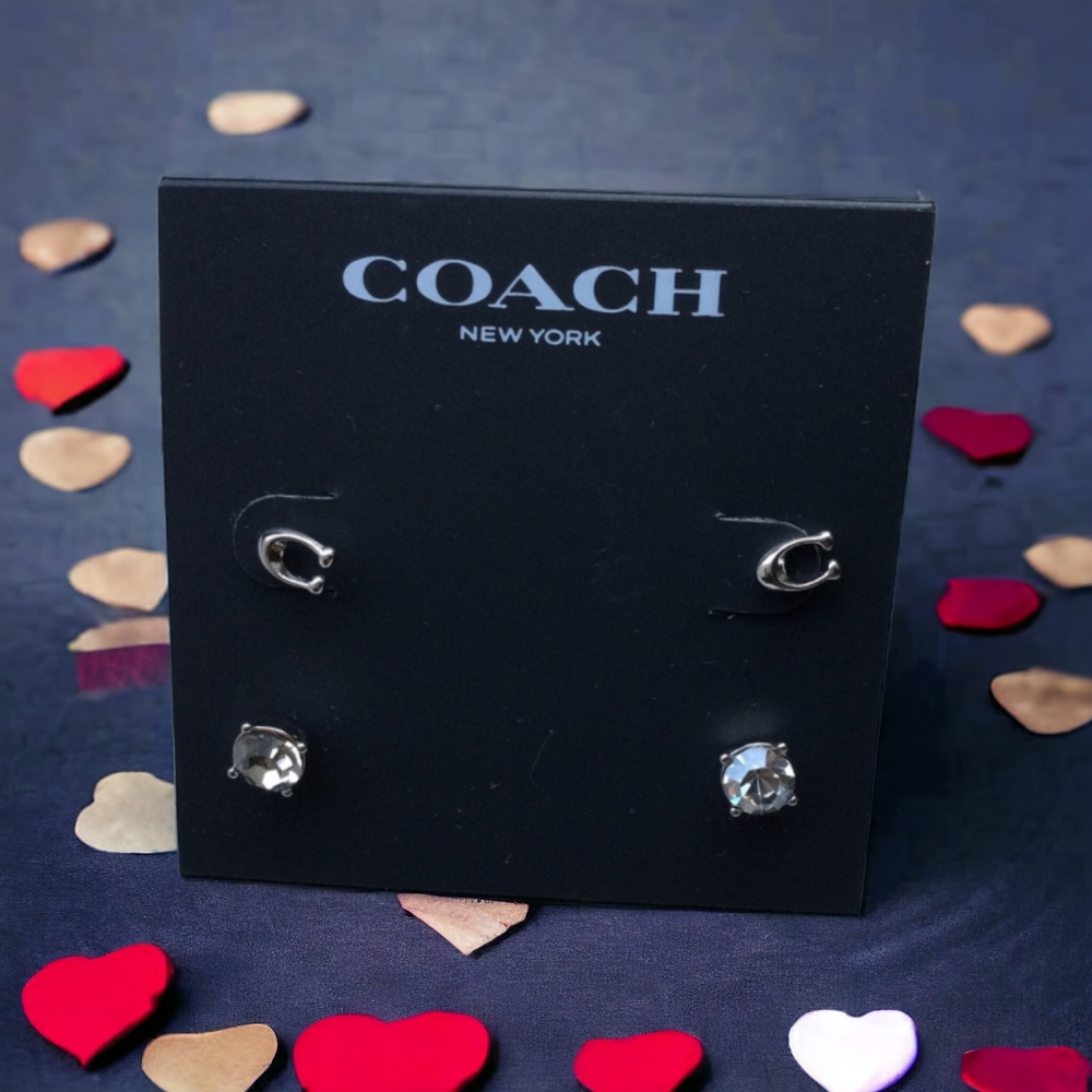 SOLD NWT Coach Signature C Earring Duo - Picture 2 of 3